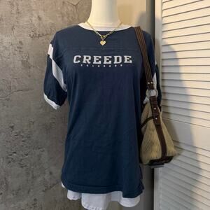 White & Navy Creede Colorado T-Shirt
